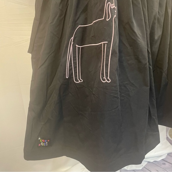 Lazy Oaf Embroidered Doodles Side Tie Black Dress 10 - Picture 6 of 14